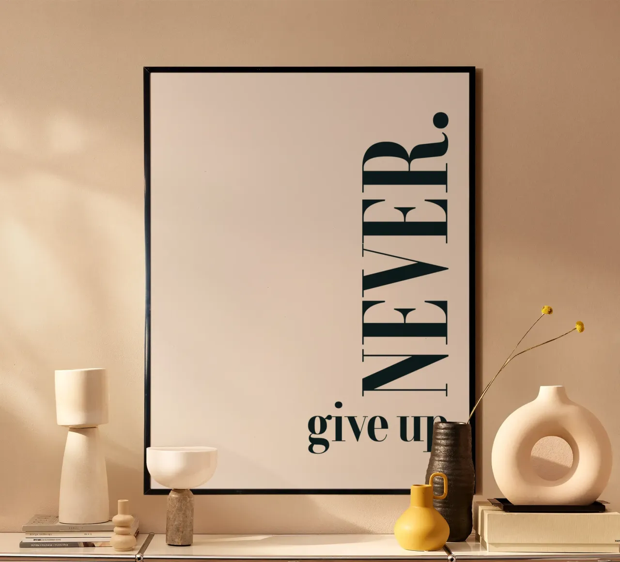 Non arrendersi mai Tipografia moderna minimalista poster da YV TYPOGRAPHY