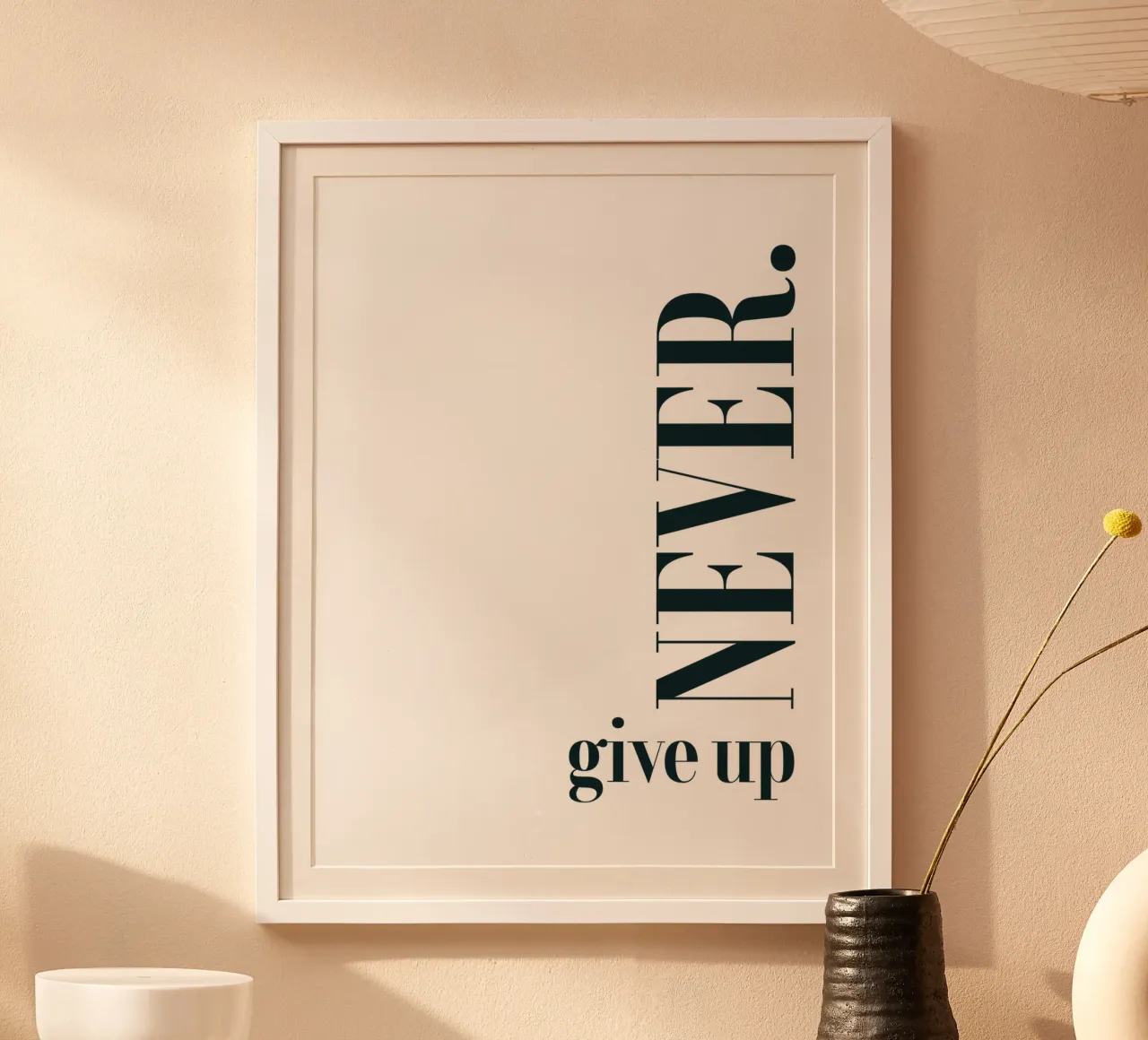 Non arrendersi mai Tipografia moderna minimalista poster da YV TYPOGRAPHY