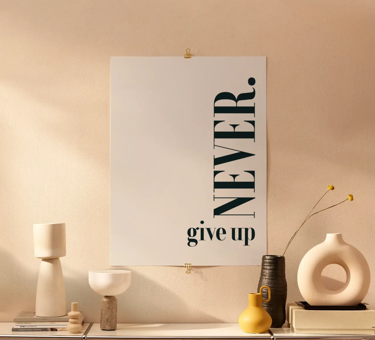 Non arrendersi mai Tipografia moderna minimalista poster da YV TYPOGRAPHY