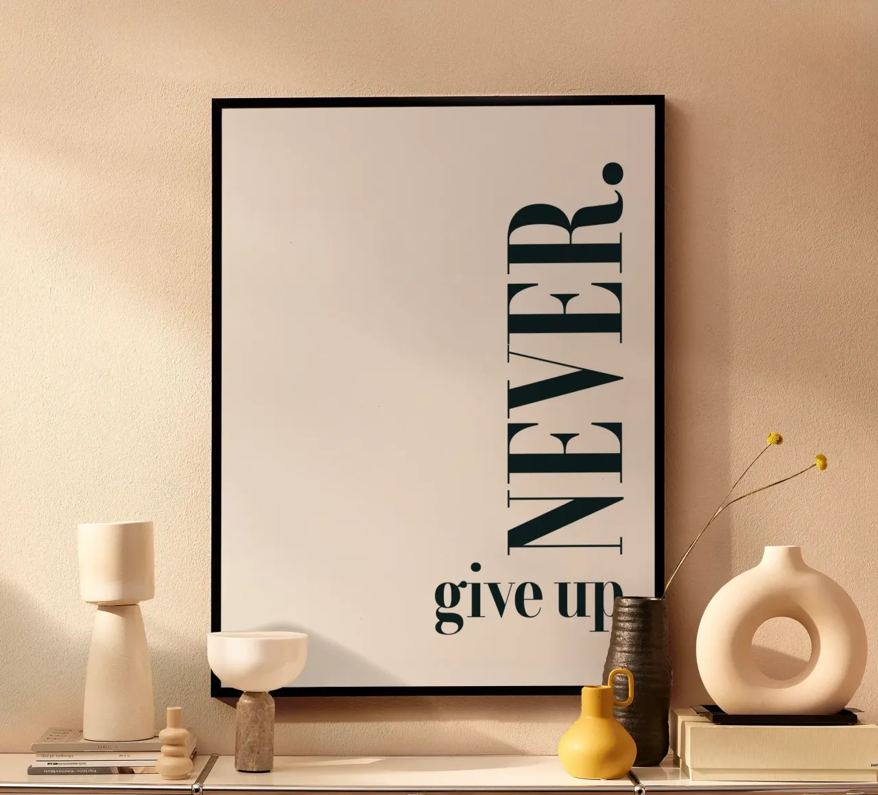Non arrendersi mai Tipografia moderna minimalista poster da YV TYPOGRAPHY