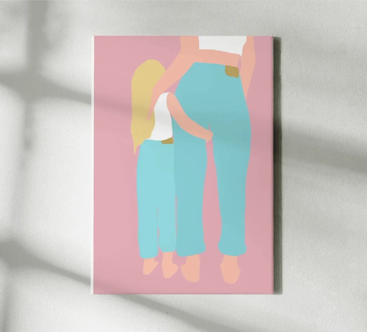MINI ME - Mama en dochter geïllustreerd in een minimalistische stijl canvas met Baklijst van Tine Taler