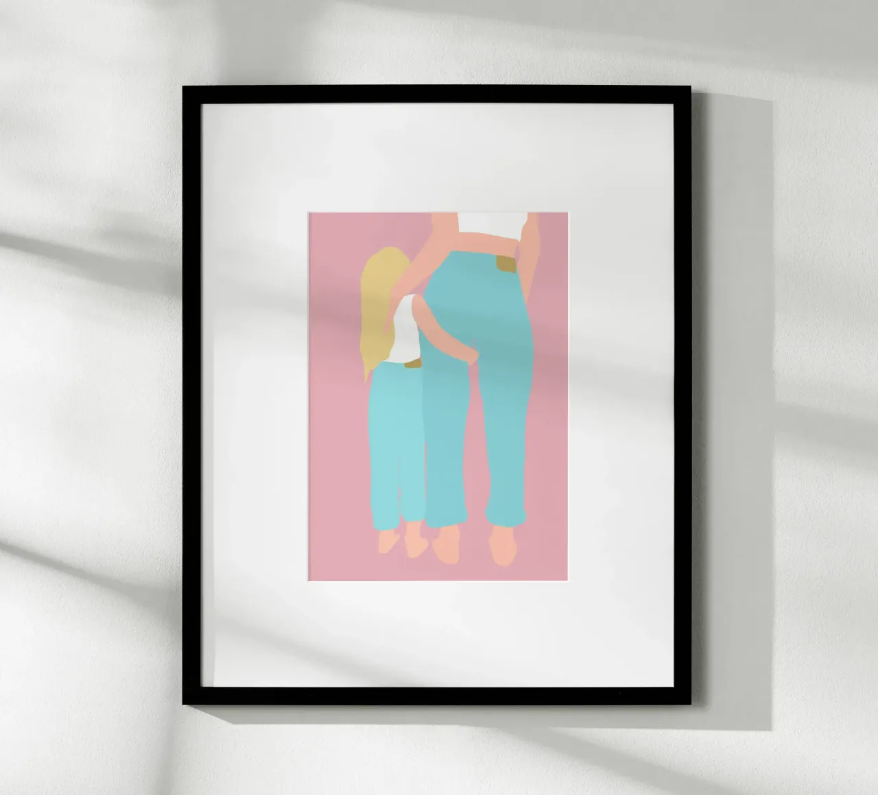 MINI ME - Mamma e figlia illustrate in stile minimalista poster con telaio in alluminio da Tine Taler