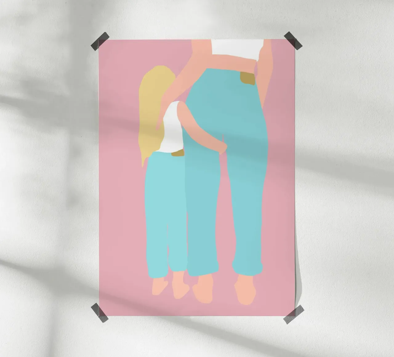 MINI ME - Mamma e figlia illustrate in stile minimalista poster con telaio in alluminio da Tine Taler