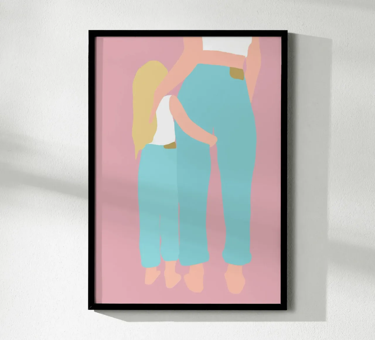 MINI ME - Mamma e figlia illustrate in stile minimalista poster con telaio in alluminio da Tine Taler