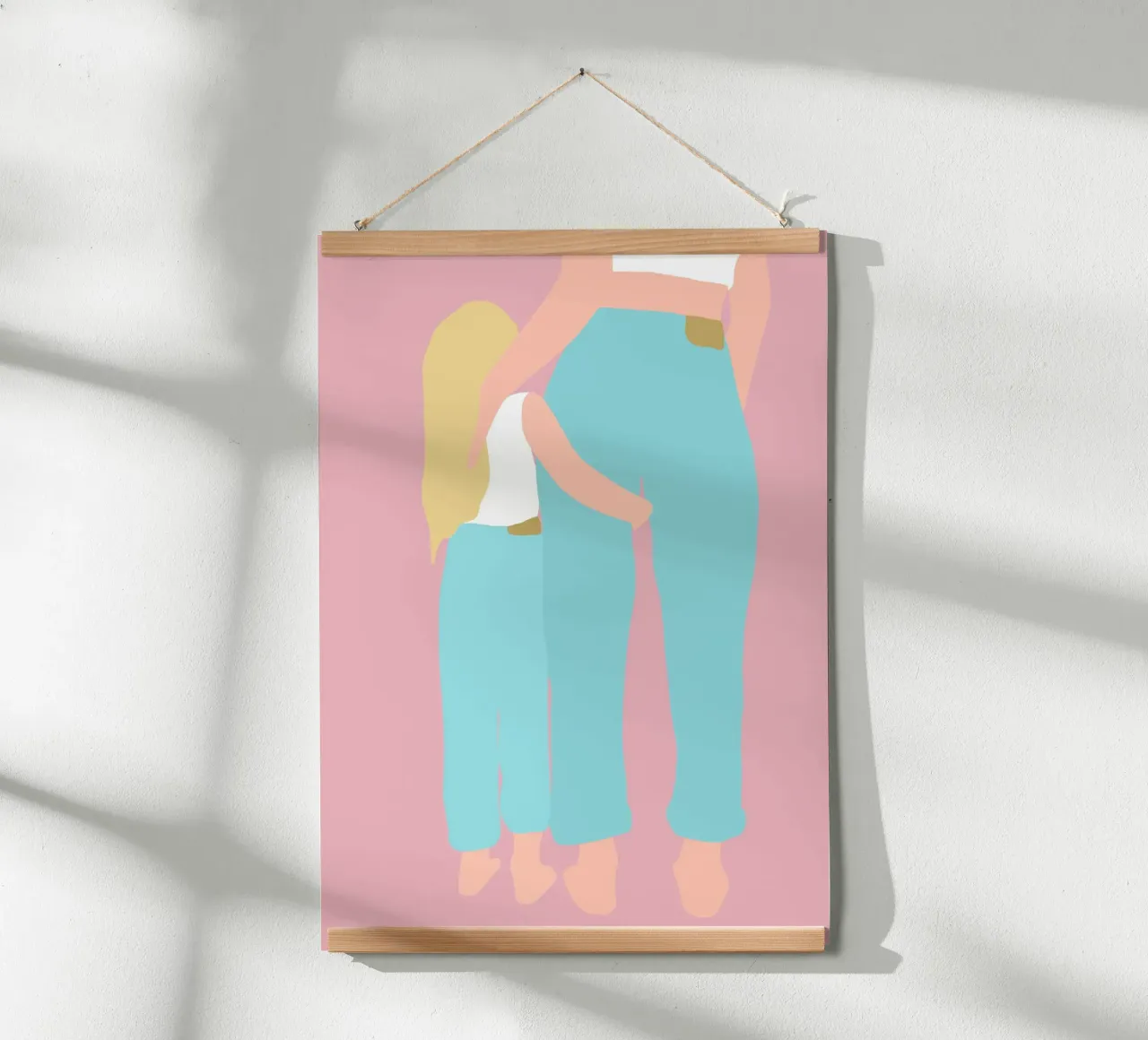 MINI ME - Mamma e figlia illustrate in stile minimalista poster con telaio in alluminio da Tine Taler