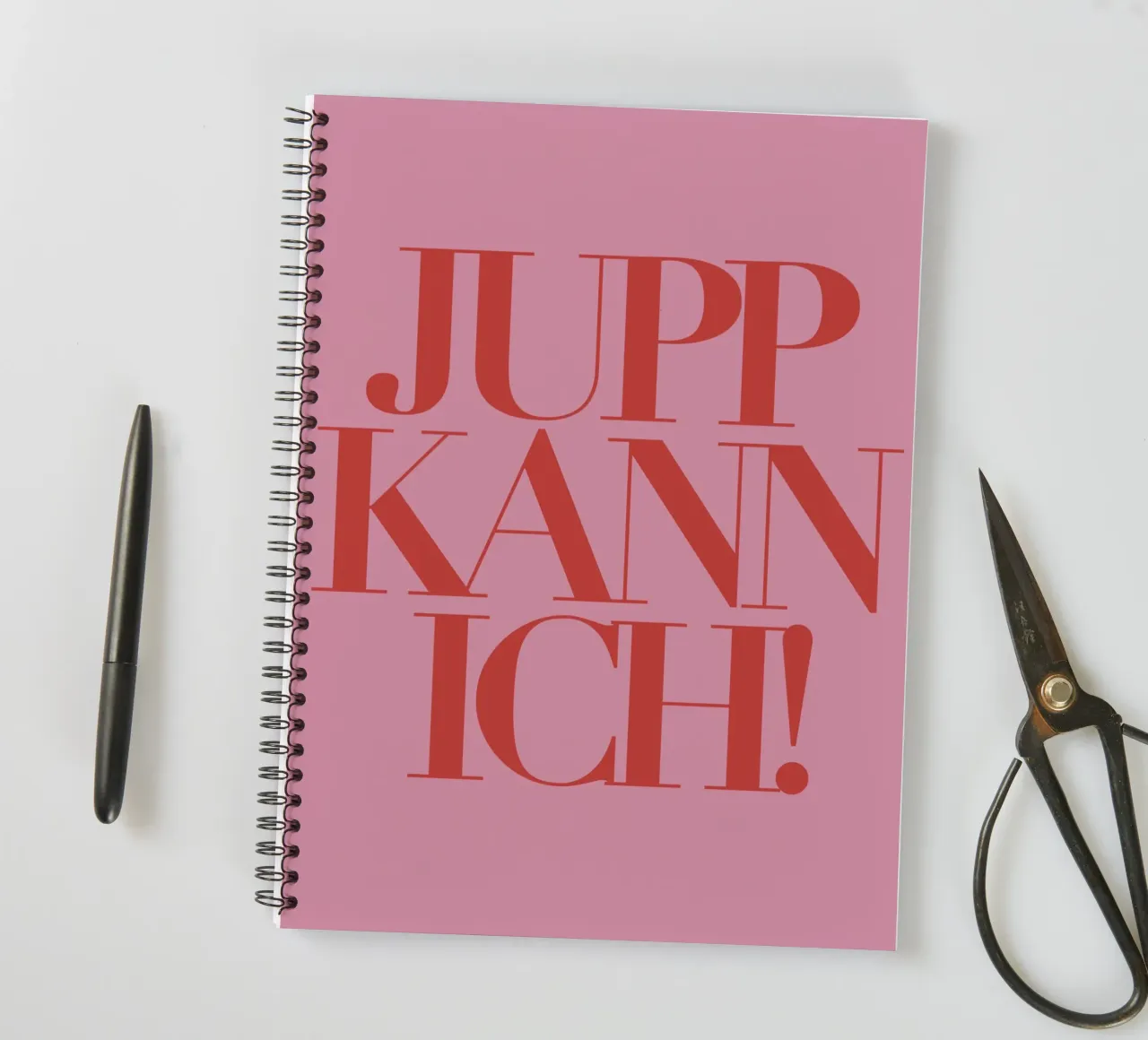 JUPP KANN ICH! Typography - German for: JA KANN ICH! spiral notebook by Tine Taler