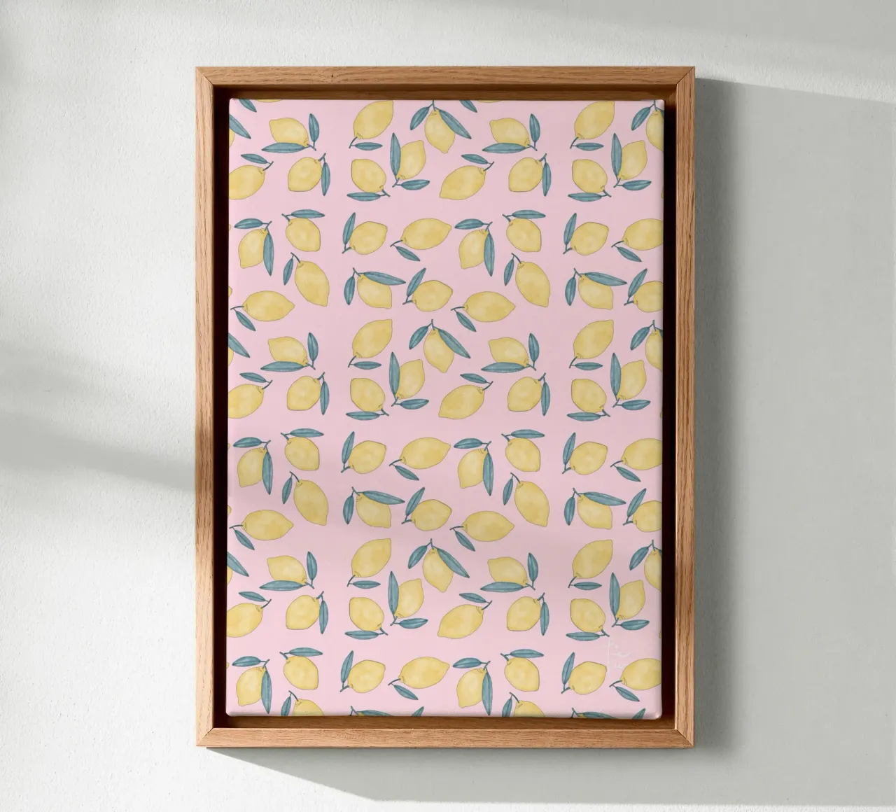 Zitronen con estampado integral lienzo con Marco flotante de Tine Taler
