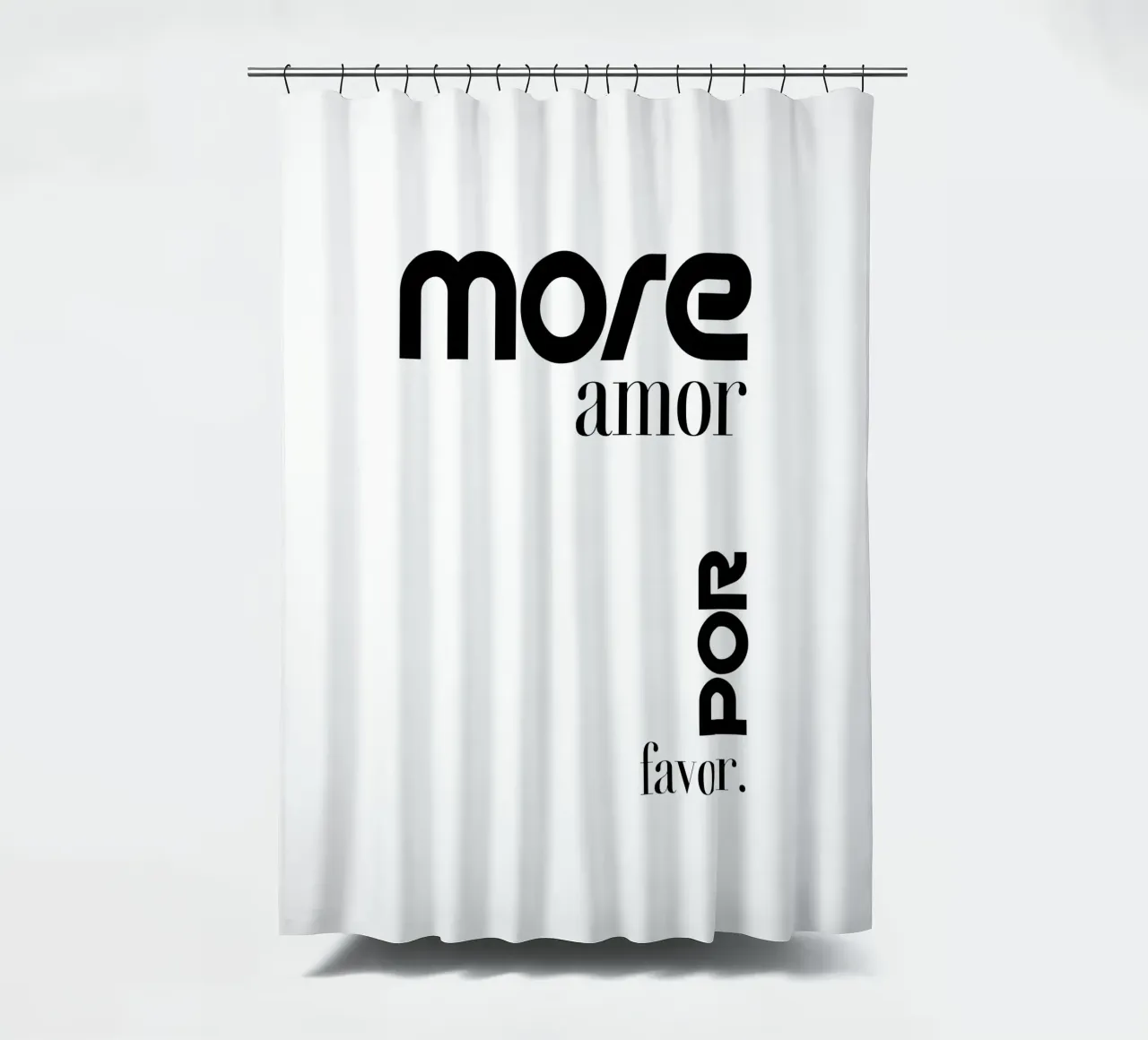 More Amor Por Favor Simple Modern Typography shower curtain by YV TYPOGRAPHY