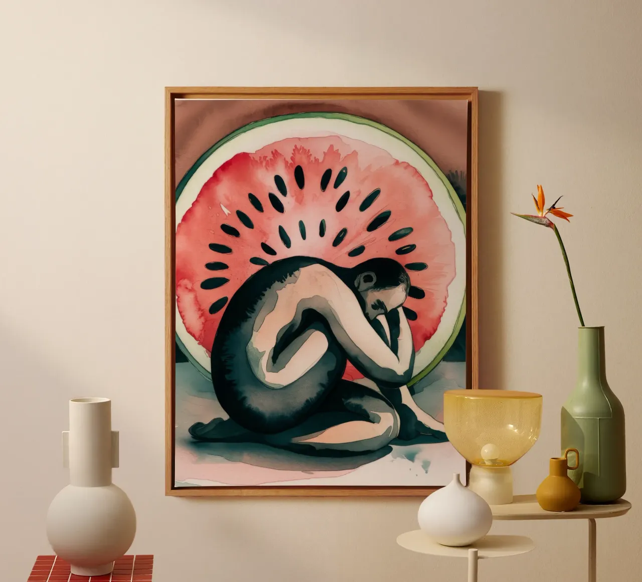 Solitude de la pastèque toile avec Caisse américaine de Artie Shifa