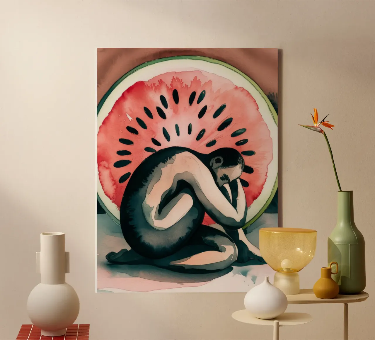 Solitude de la pastèque toile avec Caisse américaine de Artie Shifa