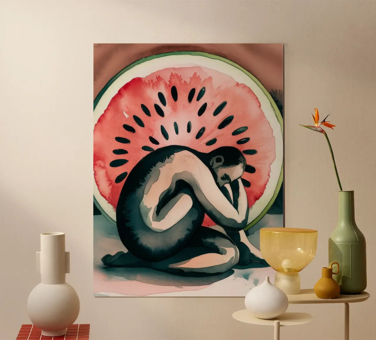 Solitudine dell'anguria poster con telaio in plastica da Artie Shifa