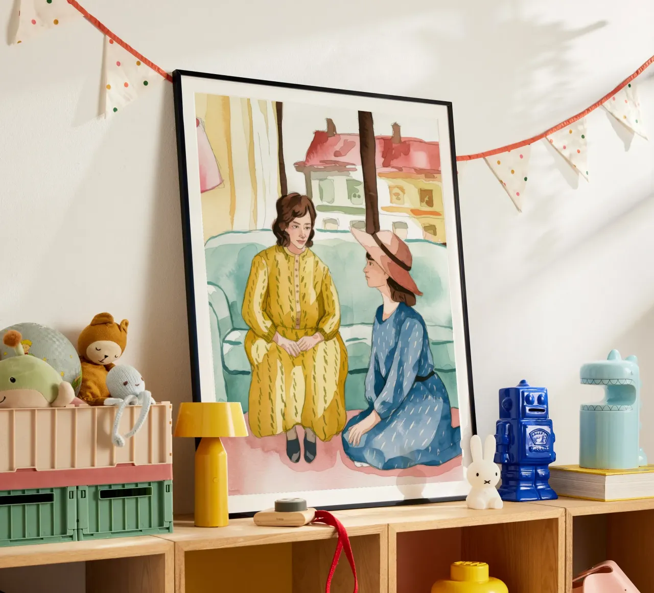 Conversazione in salotto poster con telaio in plastica da Artie Shifa