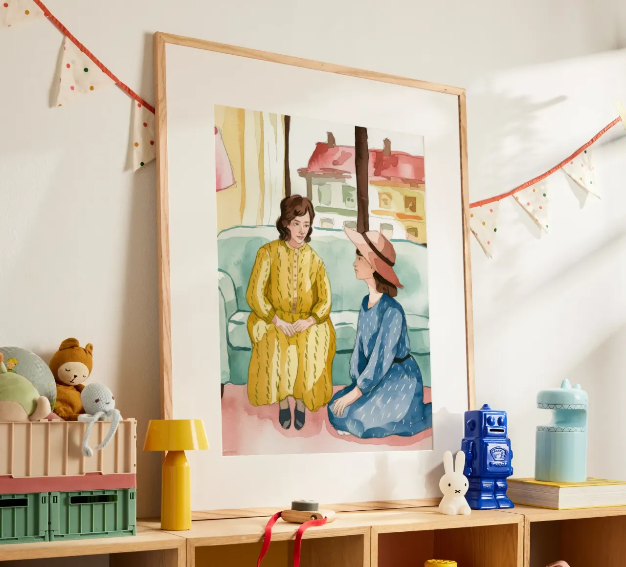Conversazione in salotto poster con telaio in plastica da Artie Shifa