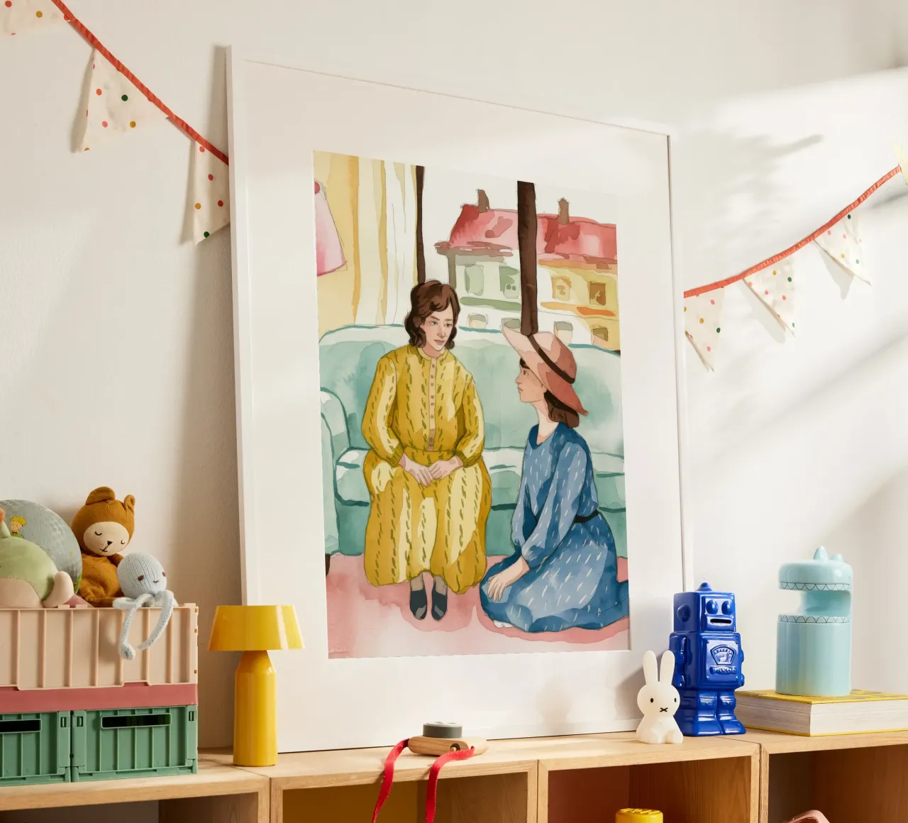 Conversazione in salotto poster con telaio in plastica da Artie Shifa