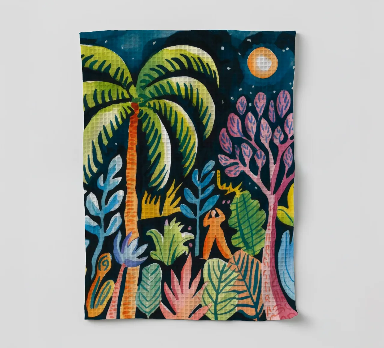 Night Jungle Symphony tea towel by Artie Shifa