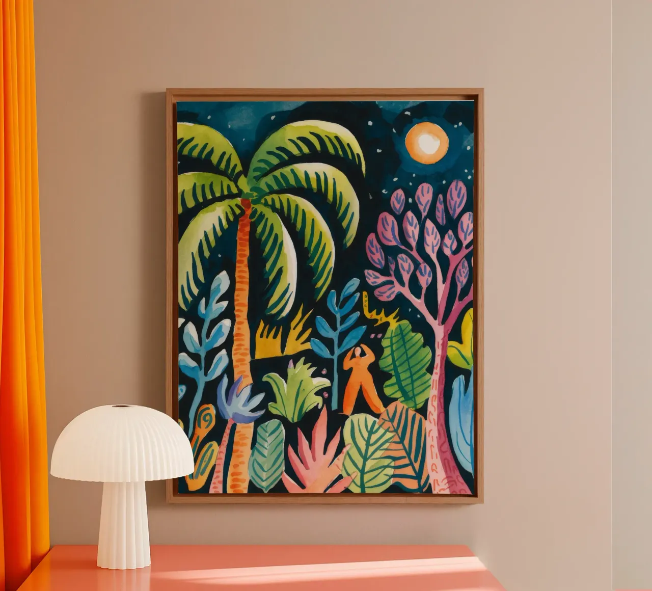 Nacht Jungle Symfonie canvas met Baklijst van Artie Shifa