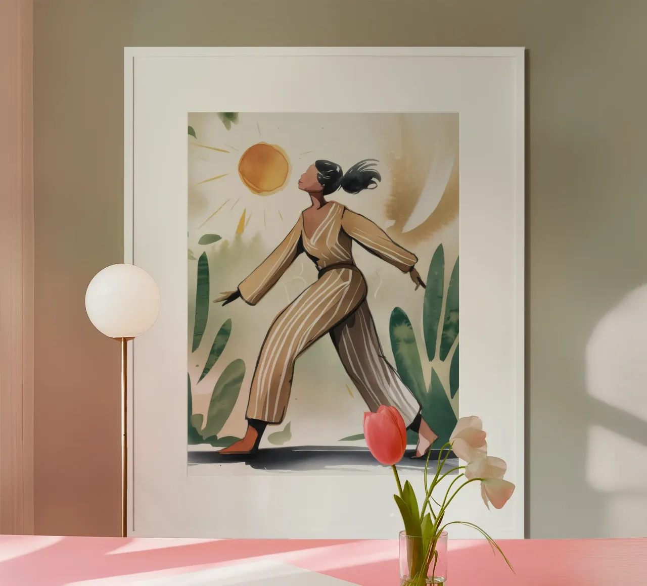 Passeggiata al sole poster con telaio in alluminio da Artie Shifa