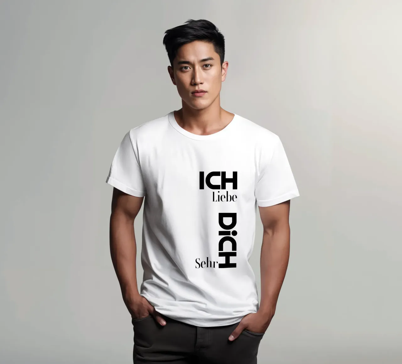 Ich Liebe Dich Sehr Modern Minimalist Typography T-Shirt von YV TYPOGRAPHY