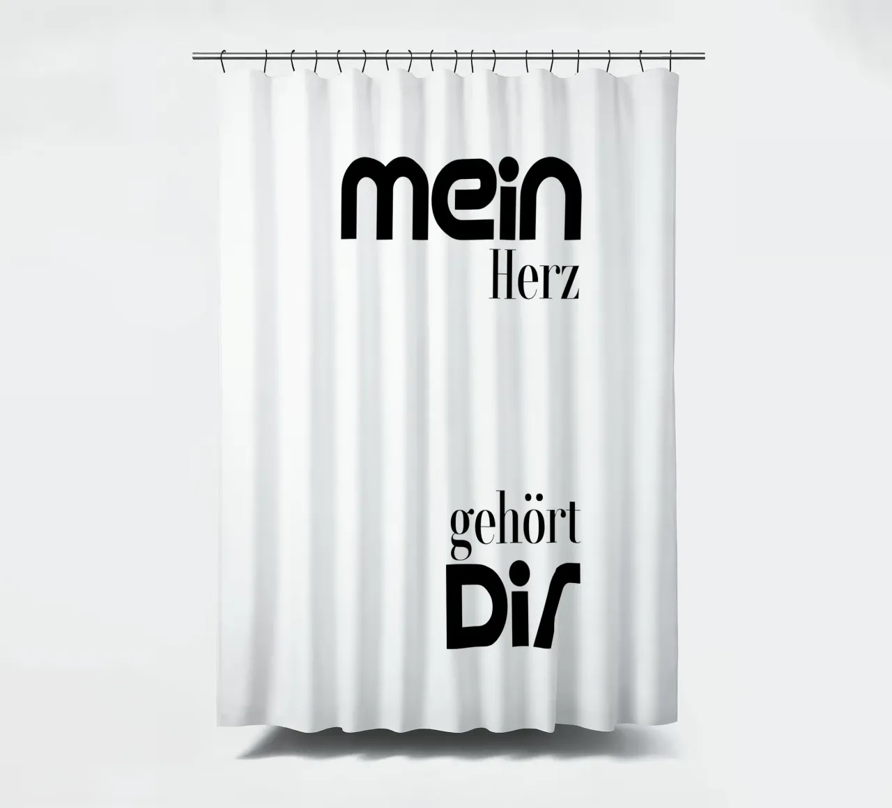 Mein Herz Gehort Dir Simple Modern Minimalist Typography shower curtain by YV TYPOGRAPHY