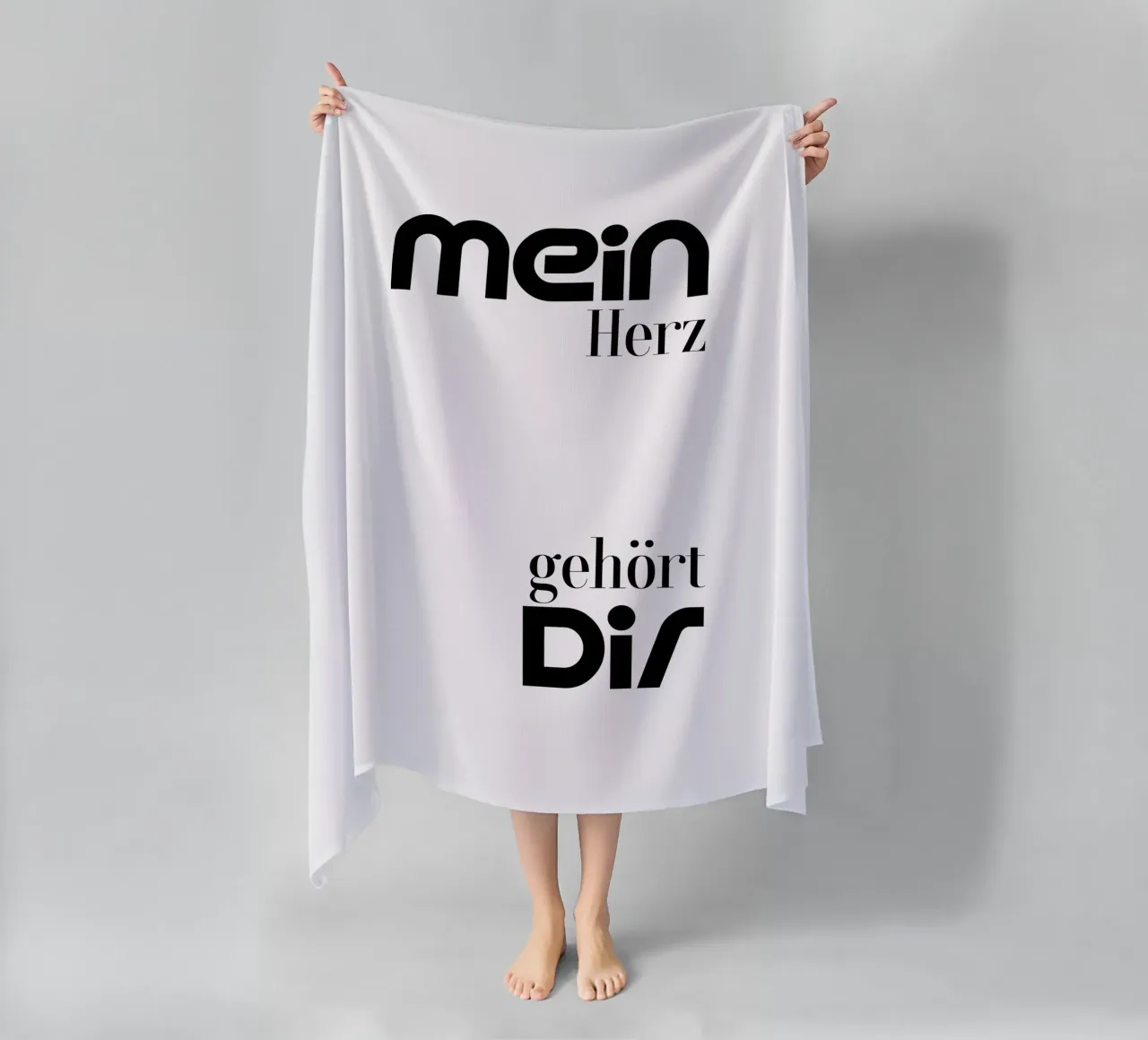 Mein Herz Gehort Dir Simple Modern Minimalist Typography beach towel by YV TYPOGRAPHY