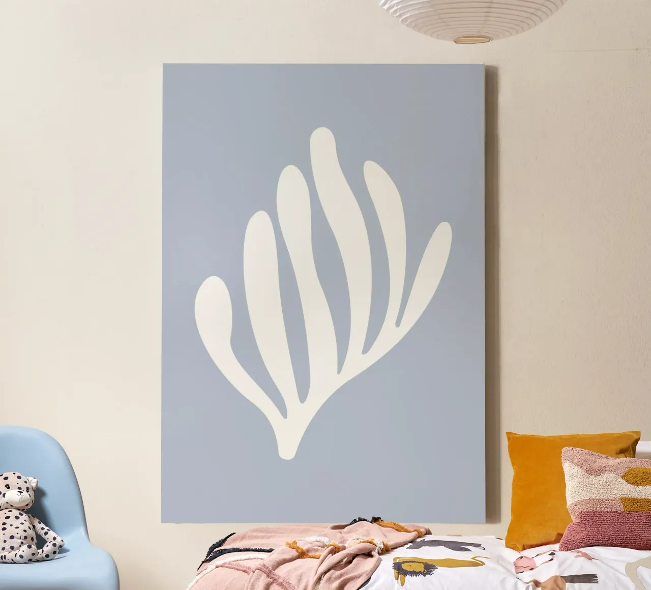 Abstract koraalrif (blauwe tint) canvas met Baklijst van Paigaam Studio