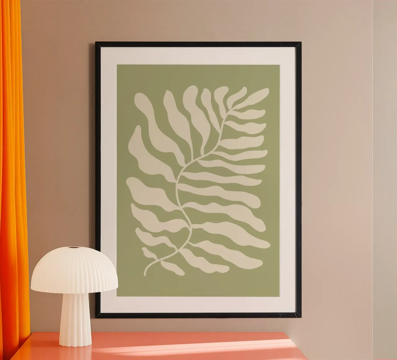 Felce astratta Matisse (tonalità verde salvia) carta hahnemühle da Paigaam Studio