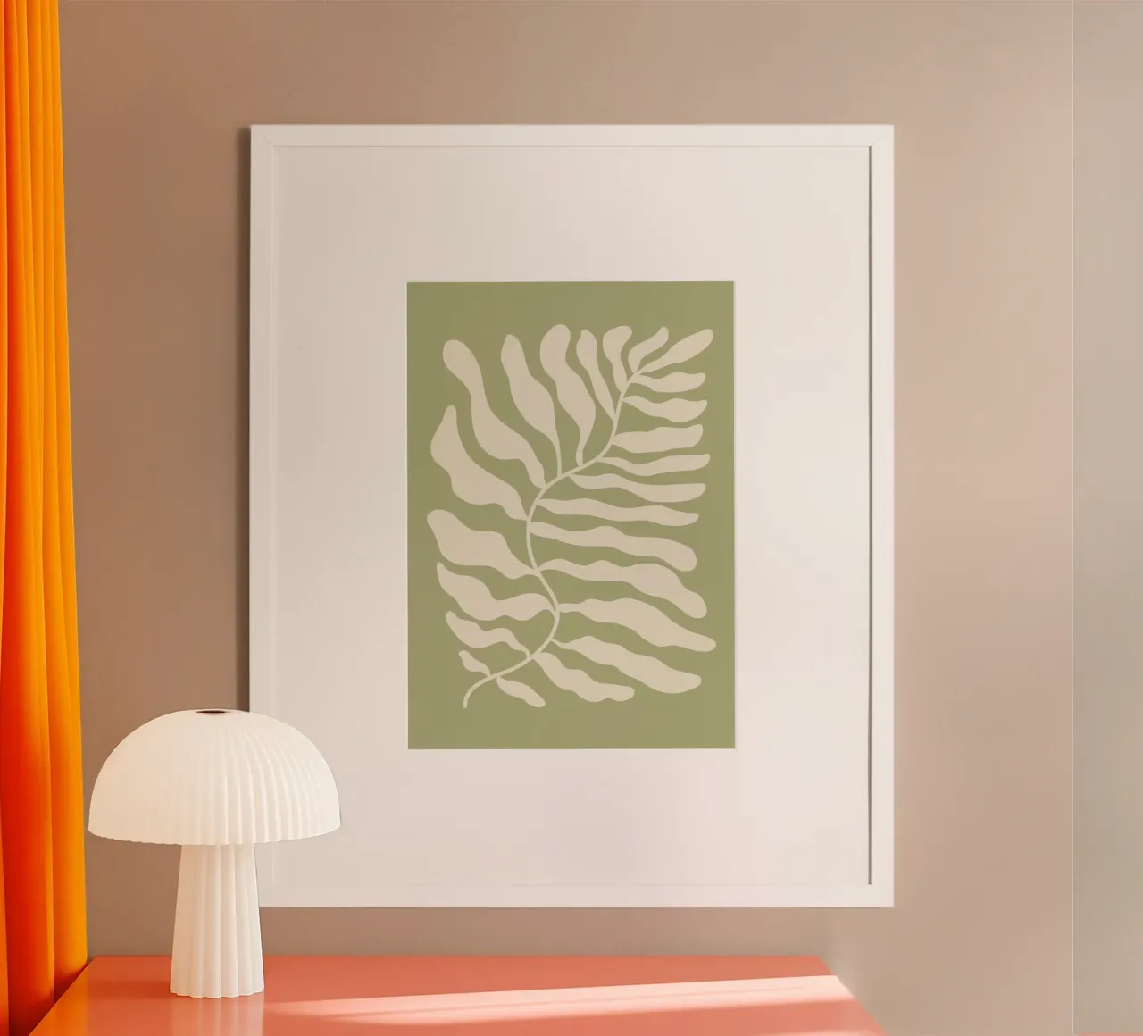 Felce astratta Matisse (tonalità verde salvia) carta hahnemühle da Paigaam Studio