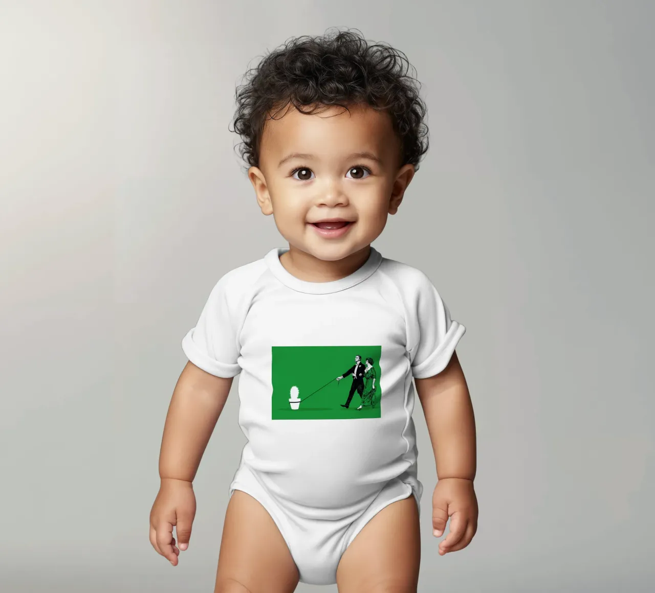 Walking The Cactus body neonato maniche corte da Rob Art | Illustration