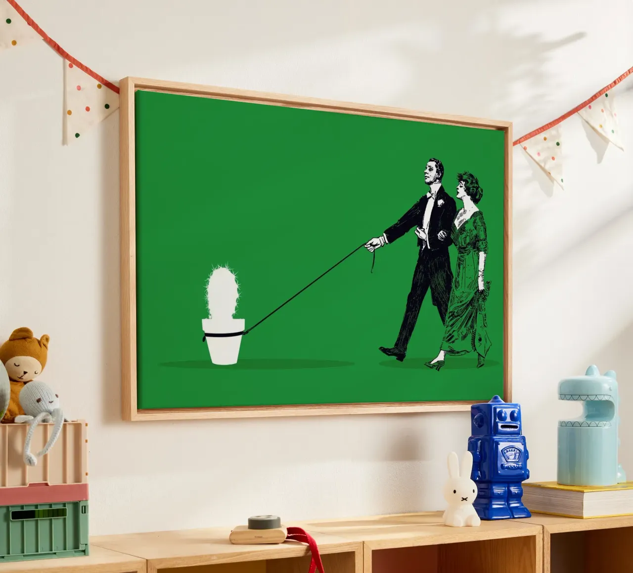 Walking The Cactus tela con Cornice a cassetta da Rob Art | Illustration