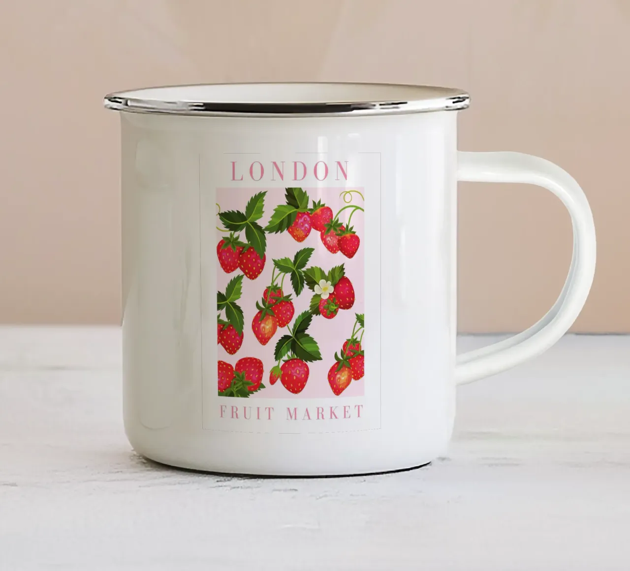 Poster alla fragola tazza in smalto da Bella Studio