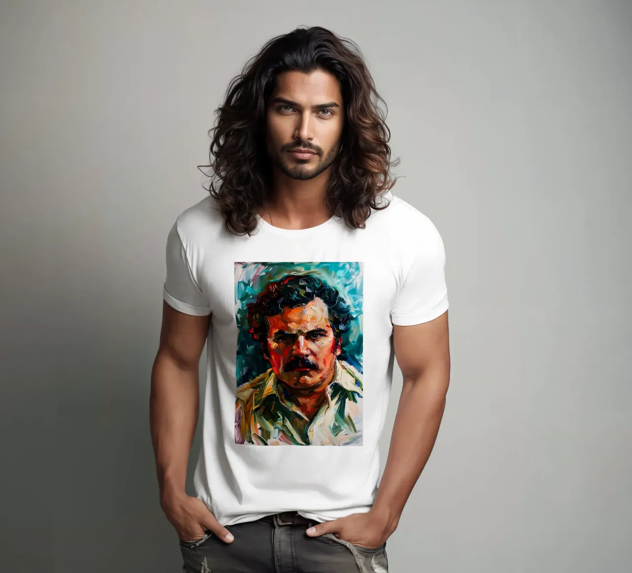 Pablo Escobar From Loving Pablo t-shirt da FreeArtStudio