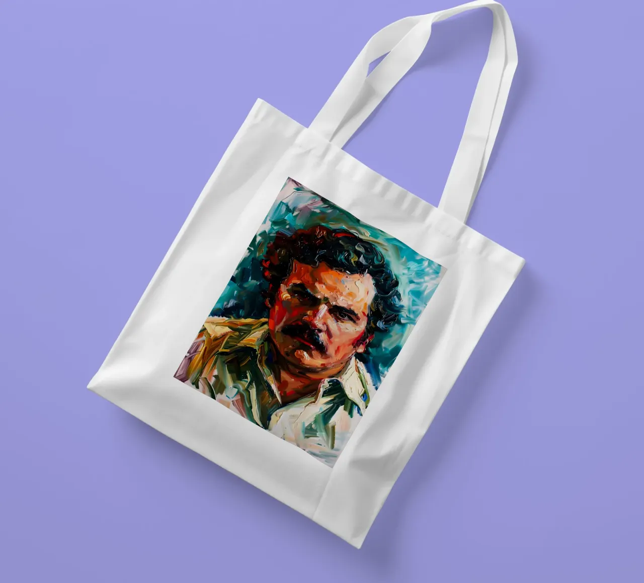 Pablo Escobar From Loving Pablo borsa in juta da FreeArtStudio
