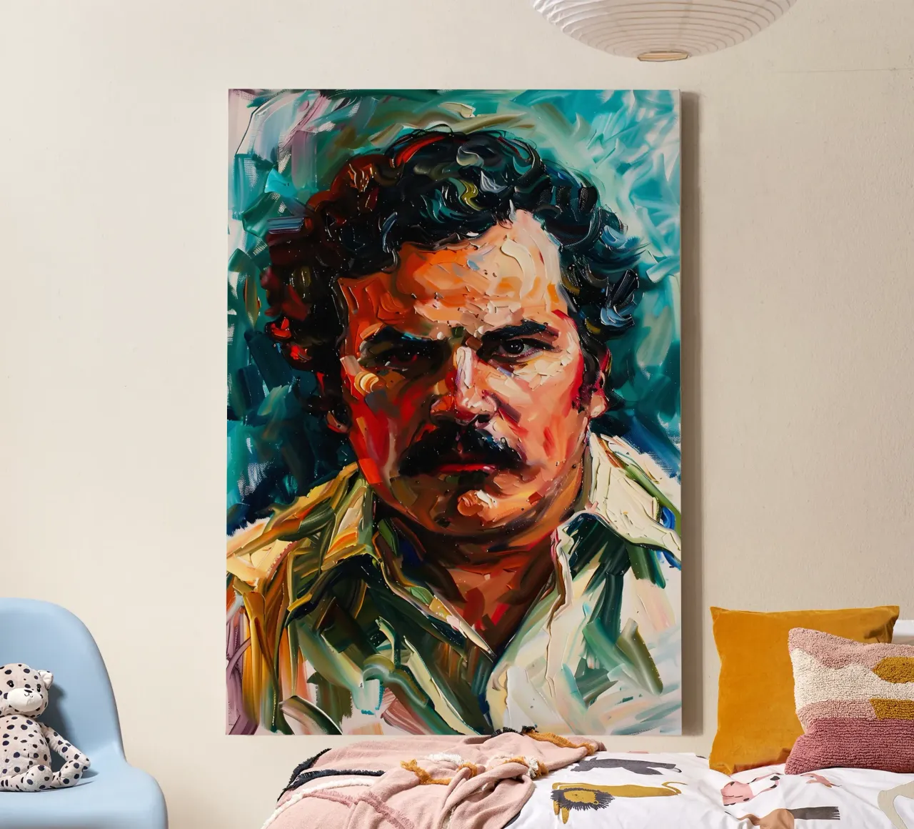 Pablo Escobar From Loving Pablo canvas by FreeArtStudio