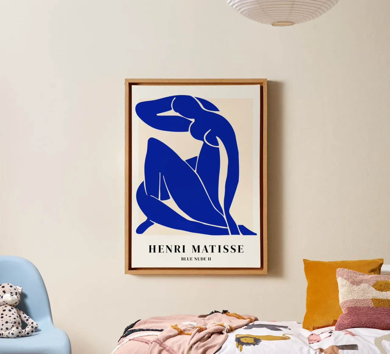 Matisse Woman Abstract Art (Blue Tone) Leinwand mit Schattenfugenrahmen von Paigaam Studio