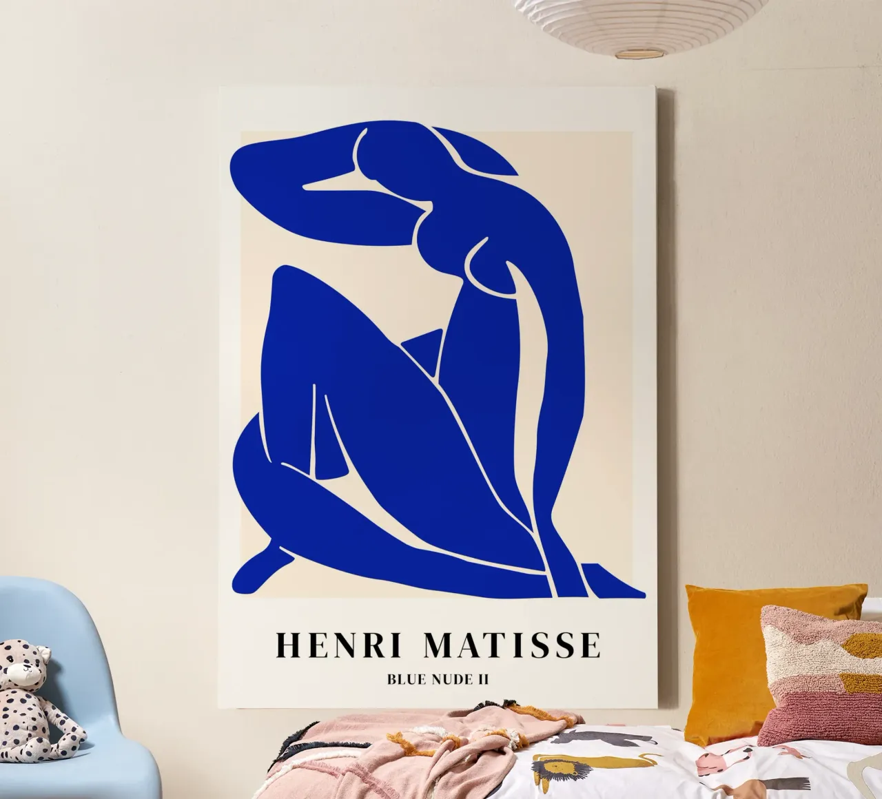 Matisse Woman Abstract Art (Blue Tone) Leinwand mit Schattenfugenrahmen von Paigaam Studio