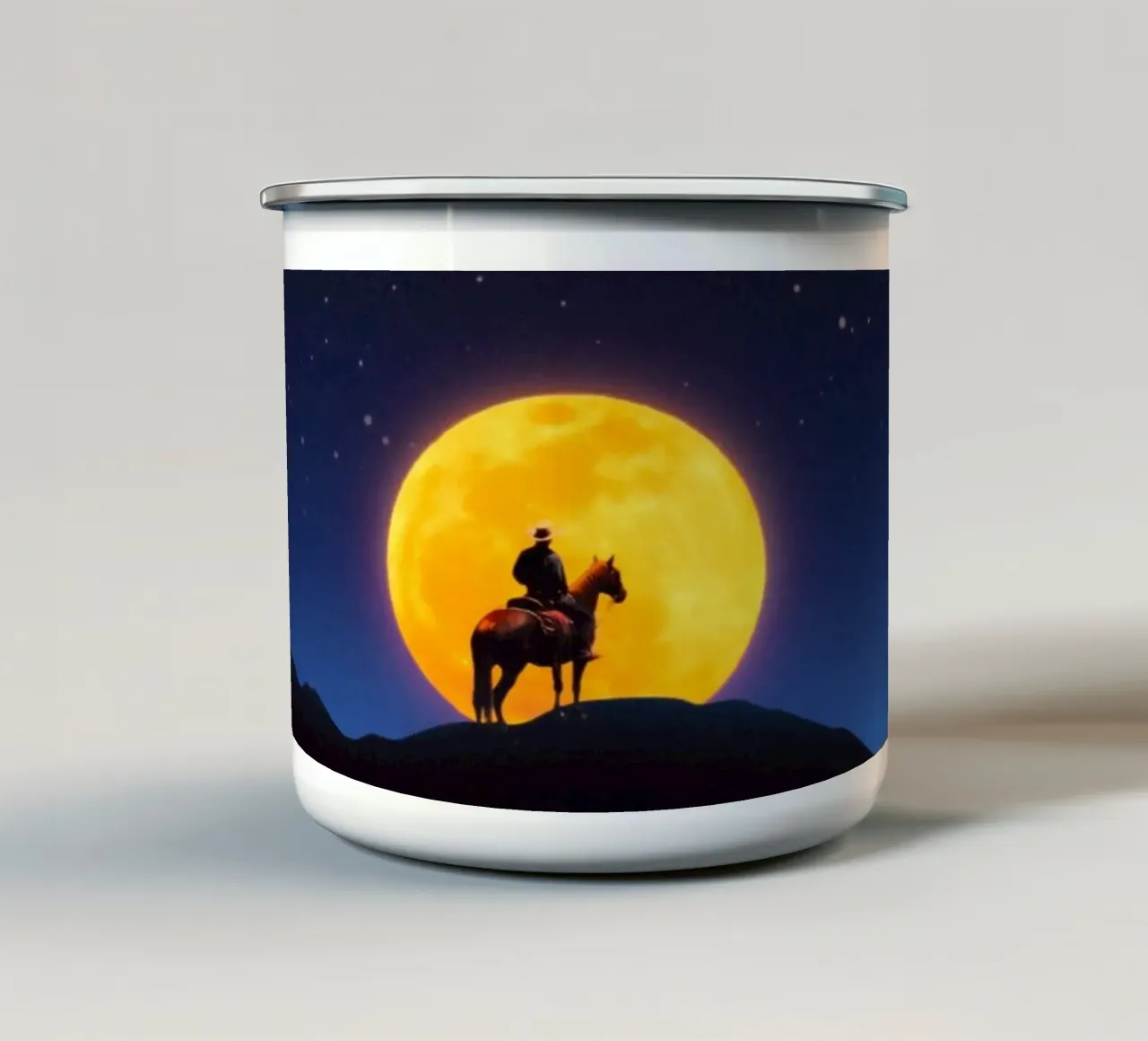 Il Cavaliere e la Luna tazza in smalto da Taudalpoi