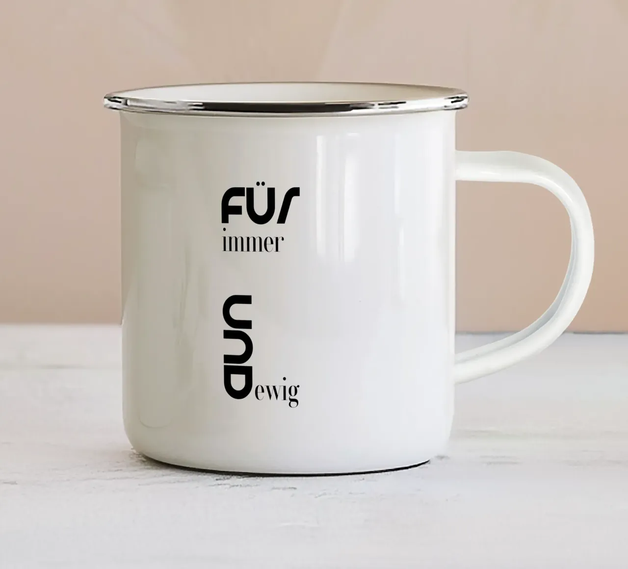 Forever And Ever Modern minimalist typography enamel mug by YV TYPOGRAPHY
