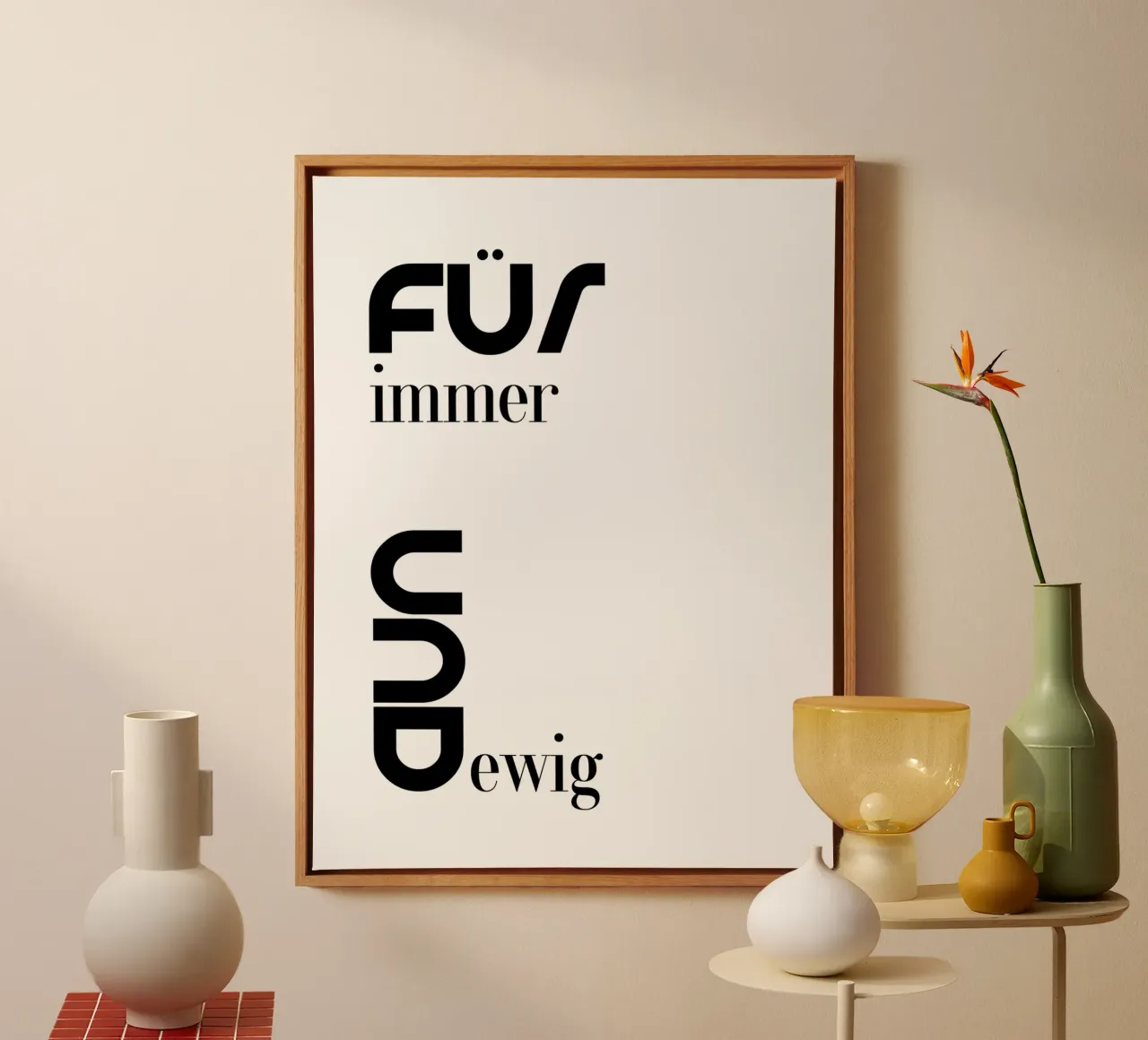 Forever And Ever Modern minimalist typography canvas with Floater frame by YV TYPOGRAPHY