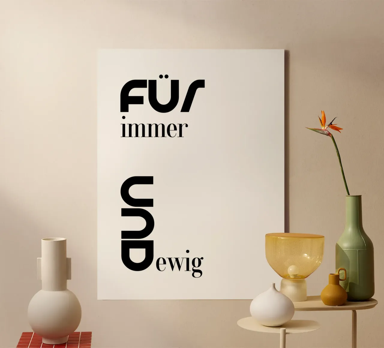Forever And Ever Modern minimalist typography canvas with Floater frame by YV TYPOGRAPHY