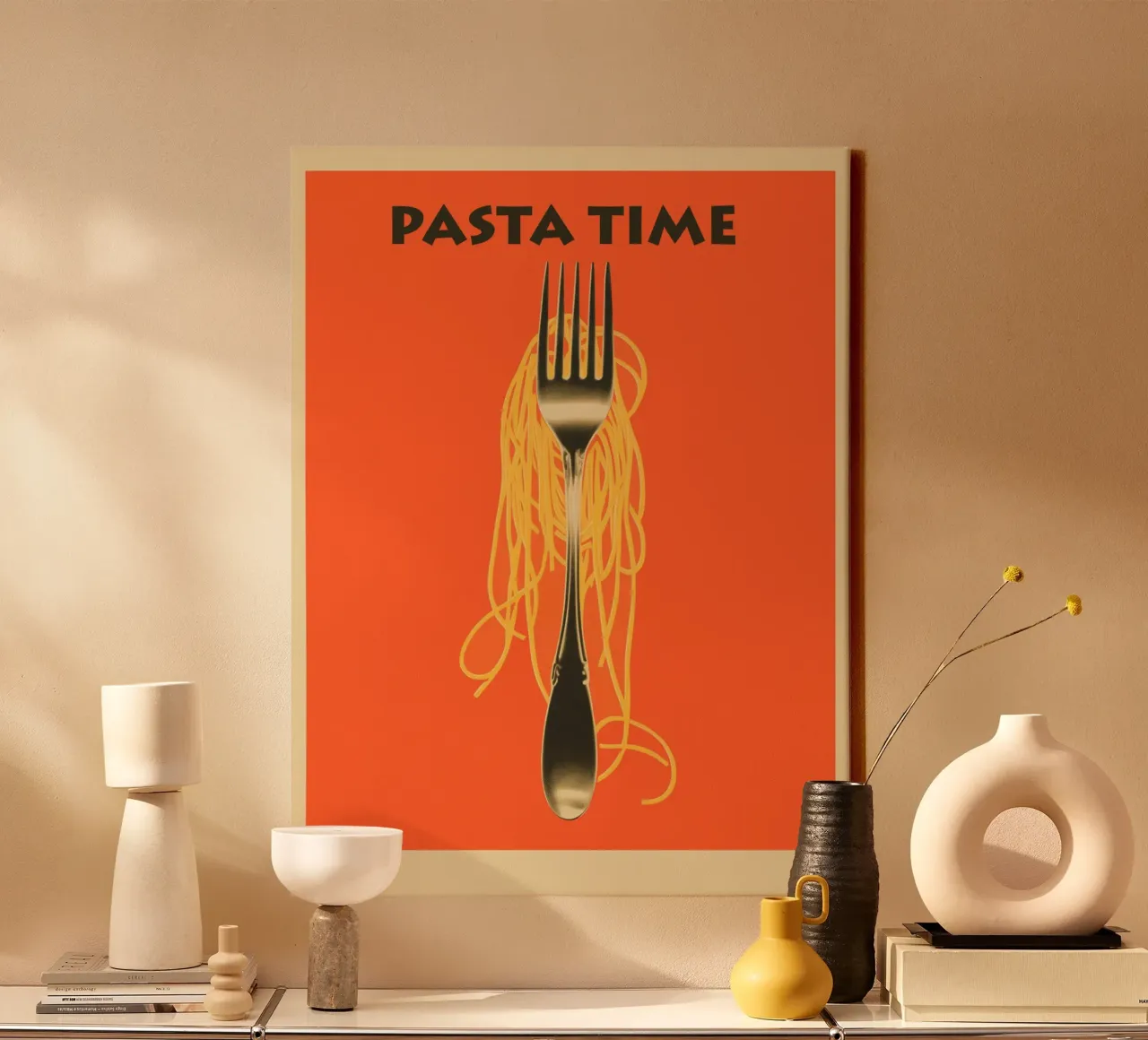 Pastatijd | Italië in jouw keuken canvas met Baklijst van Autofocus