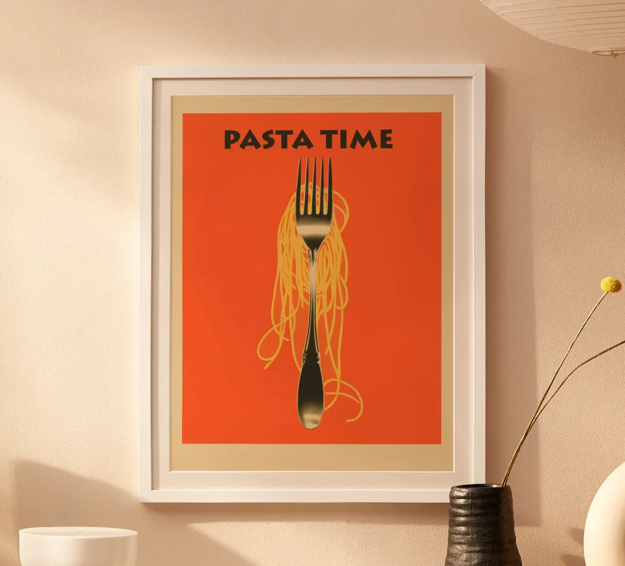 Pasta Time | L'Italia nella vostra cucina poster con telaio in legno da Autofocus