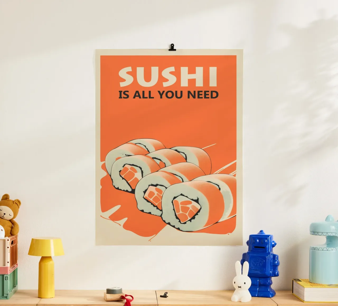 SUSHI Is All You Need | Poster da cucina per gli amanti del sushi poster con telaio in alluminio da Autofocus