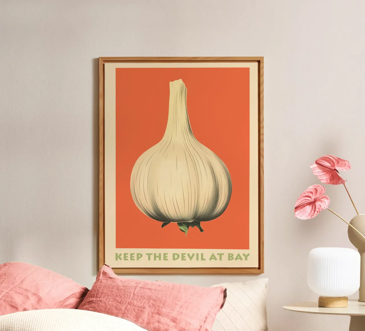 Garlic | Keeps the devil at bay | Kitchen poster alu-dibond by Autofocus