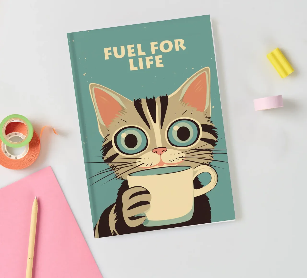 Fuel For Life | Coffee time with a cat notebook by Autofocus