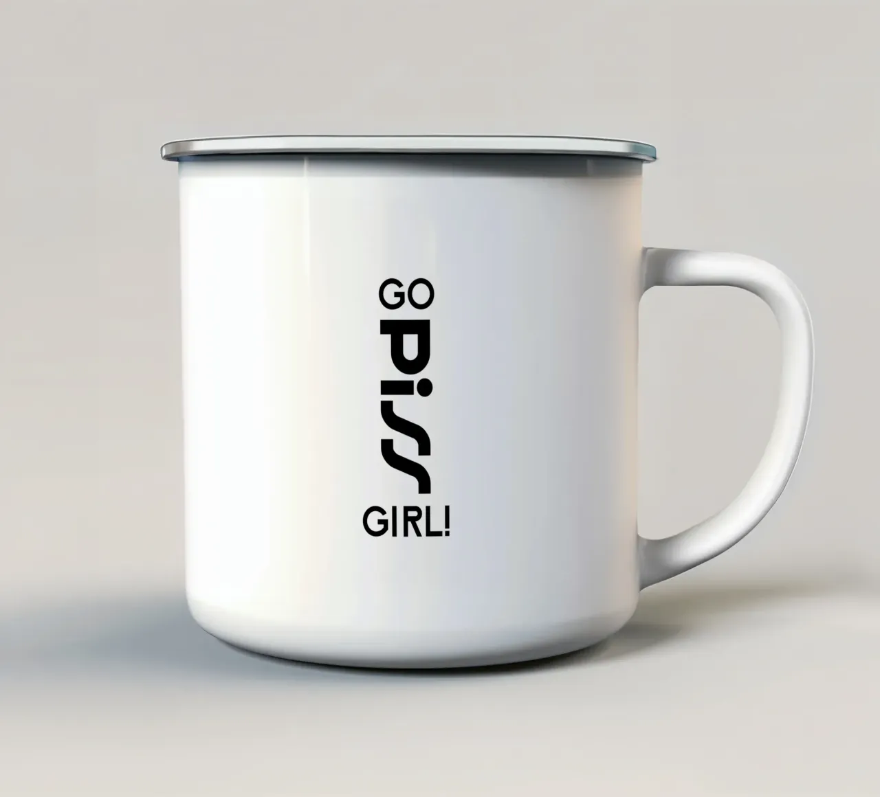 Go Piss Girl Semplice tipografia moderna e minimalista tazza in smalto da YV TYPOGRAPHY