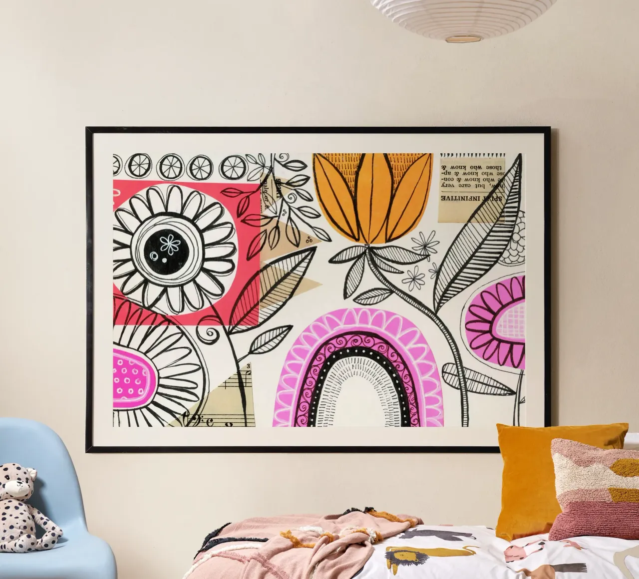 Susan Black - Collage botanico 02 poster con telaio in legno da The Artcircle