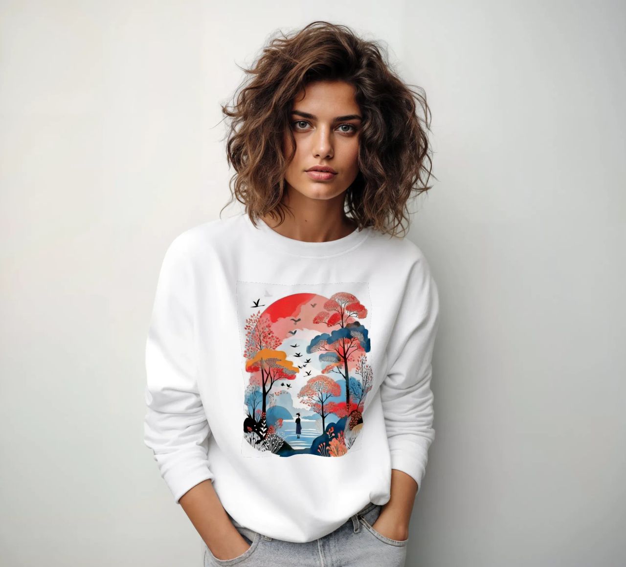 Wanderer in Crimson Hues sudadera de Hightown Design