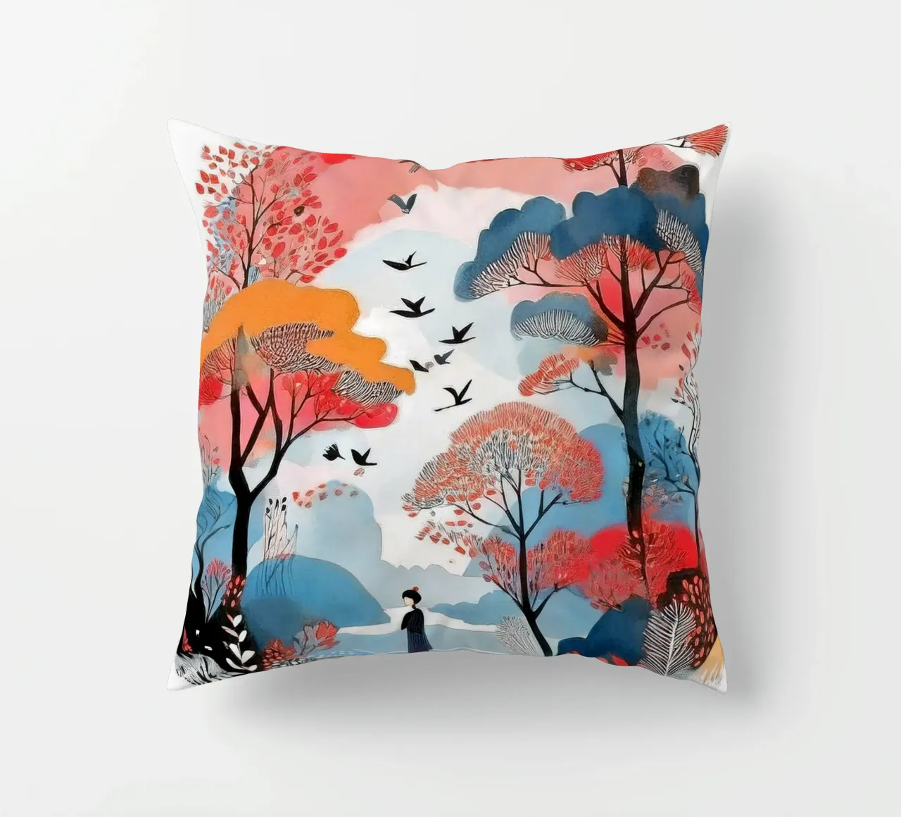 Wanderer in Crimson Hues decorative cushion by Hightown Design