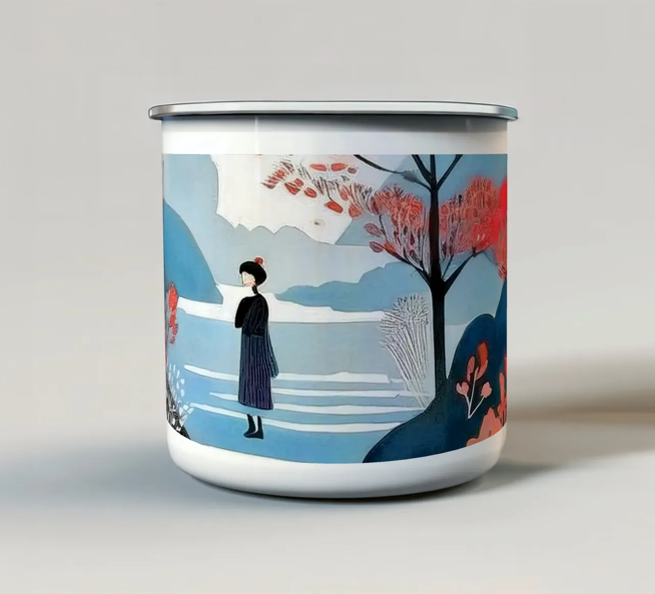 Wanderer in Crimson Hues tazza in smalto da Hightown Design
