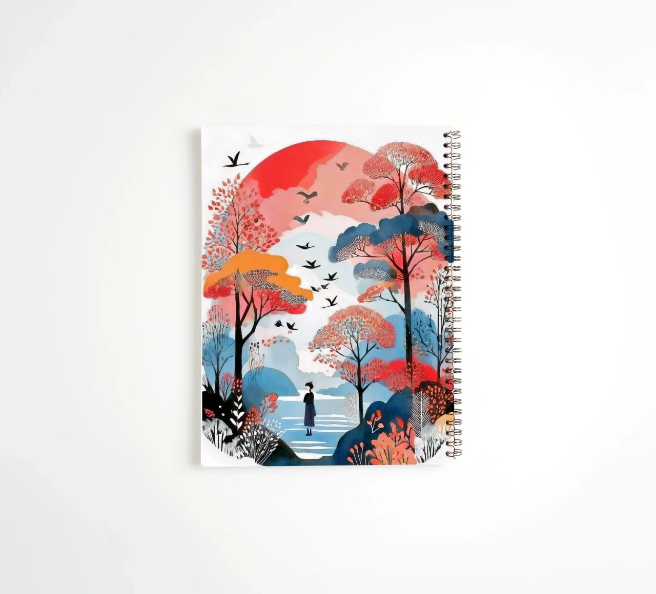 Wanderer in Crimson Hues cuaderno de espiral de Hightown Design